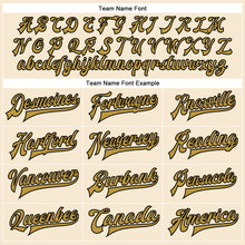 Load image into Gallery viewer, Custom Cream Old Gold-Black Bomber Full-Snap Varsity Faux Leather Letterman Jacket
