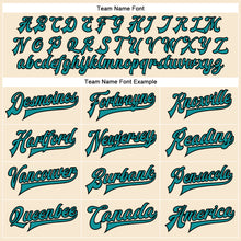 Загрузить изображение в средство просмотра галереи, Custom Cream Teal-Black Bomber Full-Snap Varsity Faux Leather Letterman Jacket
