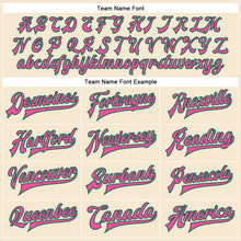 Load image into Gallery viewer, Custom Cream Pink-Kelly Green Bomber Full-Snap Varsity Faux Leather Letterman Jacket
