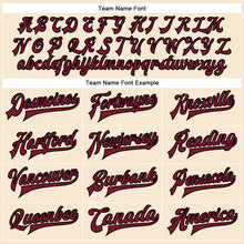 Load image into Gallery viewer, Custom Cream Crimson-Black Bomber Full-Snap Varsity Faux Leather Letterman Jacket
