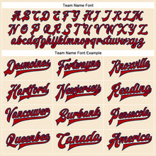 Load image into Gallery viewer, Custom Cream Red-Navy Bomber Full-Snap Varsity Faux Leather Letterman Jacket
