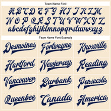 Load image into Gallery viewer, Custom Cream Navy-Gray Bomber Full-Snap Varsity Faux Leather Letterman Jacket
