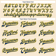 Load image into Gallery viewer, Custom Cream Royal-Yellow Bomber Full-Snap Varsity Faux Leather Letterman Jacket
