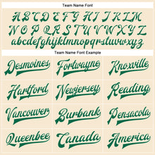 Load image into Gallery viewer, Custom Cream Kelly Green-Red Bomber Full-Snap Varsity Faux Leather Letterman Jacket
