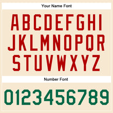 Load image into Gallery viewer, Custom Cream Kelly Green-Red Bomber Full-Snap Varsity Faux Leather Letterman Jacket
