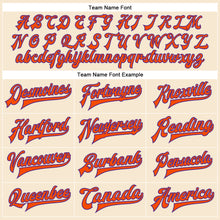 Load image into Gallery viewer, Custom Cream Orange-Purple Bomber Full-Snap Varsity Faux Leather Letterman Jacket
