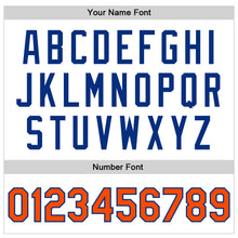 Load image into Gallery viewer, Custom White Orange-Royal Bomber Full-Snap Varsity Faux Leather Letterman Jacket
