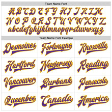 Charger l&#39;image dans la galerie, Custom White Purple-Gold Bomber Full-Snap Varsity Faux Leather Letterman Jacket
