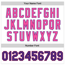 Charger l&#39;image dans la galerie, Custom White Purple Pink-Black Bomber Full-Snap Varsity Faux Leather Letterman Jacket
