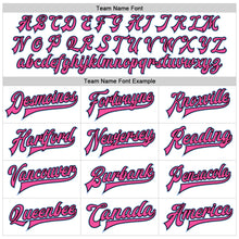 Charger l&#39;image dans la galerie, Custom White Light Blue Pink-Black Bomber Full-Snap Varsity Faux Leather Letterman Jacket
