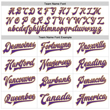 Laden Sie das Bild in den Galerie-Viewer, Custom White Purple-Old Gold Bomber Full-Snap Varsity Faux Leather Letterman Jacket
