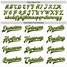 Laden Sie das Bild in den Galerie-Viewer, Custom White Green-Old Gold Bomber Full-Snap Varsity Faux Leather Letterman Jacket
