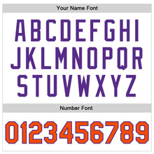 Laden Sie das Bild in den Galerie-Viewer, Custom White Orange-Purple Bomber Full-Snap Varsity Faux Leather Letterman Jacket
