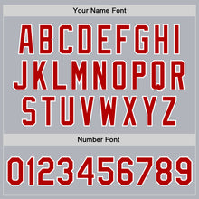 Load image into Gallery viewer, Custom Gray Red-White Bomber Full-Snap Varsity Faux Leather Letterman Jacket
