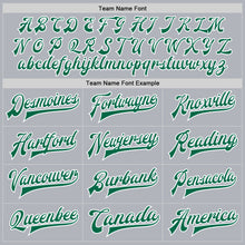 Load image into Gallery viewer, Custom Gray Kelly Green-White Bomber Full-Snap Varsity Faux Leather Letterman Jacket
