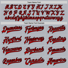 Load image into Gallery viewer, Custom Gray Red-Black Bomber Full-Snap Varsity Faux Leather Letterman Jacket
