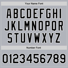 Load image into Gallery viewer, Custom Gray Black-White Bomber Full-Snap Varsity Faux Leather Letterman Jacket
