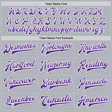 Charger l'image dans la galerie, Custom Gray Purple-White Bomber Full-Snap Varsity Faux Leather Letterman Jacket
