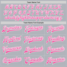 Charger l'image dans la galerie, Custom Gray Pink-White Bomber Full-Snap Varsity Faux Leather Letterman Jacket
