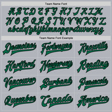 Load image into Gallery viewer, Custom Gray Kelly Green-Black Bomber Full-Snap Varsity Faux Leather Letterman Jacket
