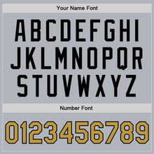 Charger l'image dans la galerie, Custom Gray Old Gold-Black Bomber Full-Snap Varsity Faux Leather Letterman Jacket
