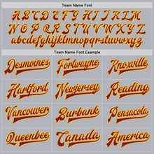 Load image into Gallery viewer, Custom Gray Crimson-Gold Bomber Full-Snap Varsity Faux Leather Letterman Jacket
