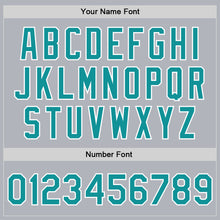 Load image into Gallery viewer, Custom Gray Teal-White Bomber Full-Snap Varsity Faux Leather Letterman Jacket
