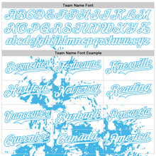 Load image into Gallery viewer, Custom White Sky Blue Black-Pink Splash Art 3D Pattern Design Bomber Full-Snap Varsity Letterman Hoodie Jacket
