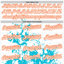 Load image into Gallery viewer, Custom White Lakes Blue-Orange Splash Art 3D Pattern Design Bomber Full-Snap Varsity Letterman Hoodie Jacket
