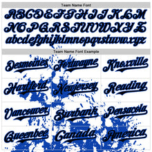 Load image into Gallery viewer, Custom White Thunder Blue-Black Splash Art 3D Pattern Design Bomber Full-Snap Varsity Letterman Hoodie Jacket
