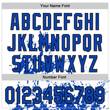 Load image into Gallery viewer, Custom White Thunder Blue-Black Splash Art 3D Pattern Design Bomber Full-Snap Varsity Letterman Hoodie Jacket
