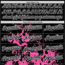 Загрузить изображение в средство просмотра галереи, Custom Black Pink-White Splash Art 3D Pattern Design Bomber Full-Snap Varsity Letterman Hoodie Jacket
