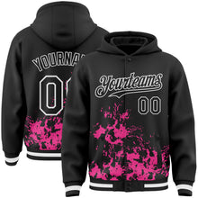 Загрузить изображение в средство просмотра галереи, Custom Black Pink-White Splash Art 3D Pattern Design Bomber Full-Snap Varsity Letterman Hoodie Jacket
