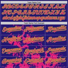 Load image into Gallery viewer, Custom Dark Purple Neon Green Hot Pink Black-White Splash Art 3D Pattern Design Bomber Full-Snap Varsity Letterman Hoodie Jacket
