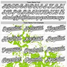 Load image into Gallery viewer, Custom White Neon Green-Black Splash Art 3D Pattern Design Bomber Full-Snap Varsity Letterman Hoodie Jacket
