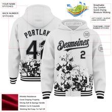 Load image into Gallery viewer, Custom White Black-Gray Splash Art 3D Pattern Design Bomber Full-Snap Varsity Letterman Hoodie Jacket
