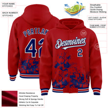 Load image into Gallery viewer, Custom Red Royal-White Splash Art 3D Pattern Design Bomber Full-Snap Varsity Letterman Hoodie Jacket
