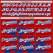 Load image into Gallery viewer, Custom Red Royal-White Splash Art 3D Pattern Design Bomber Full-Snap Varsity Letterman Hoodie Jacket
