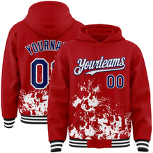 Charger l'image dans la galerie, Custom Red Royal Black-White Splash Art 3D Pattern Design Bomber Full-Snap Varsity Letterman Hoodie Jacket
