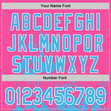 Load image into Gallery viewer, Custom Pink Sky Blue Black-White Splash Art 3D Pattern Design Bomber Full-Snap Varsity Letterman Hoodie Jacket
