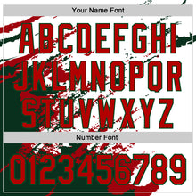 Load image into Gallery viewer, Custom White Red-Green Splash Art 3D Pattern Design Bomber Full-Snap Varsity Letterman Hoodie Jacket
