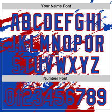 Load image into Gallery viewer, Custom White Thunder Blue-Red Splash Art 3D Pattern Design Bomber Full-Snap Varsity Letterman Hoodie Jacket
