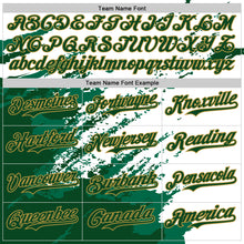 Load image into Gallery viewer, Custom White Green Old Gold Kelly Green Splash Art 3D Pattern Design Bomber Full-Snap Varsity Letterman Hoodie Jacket
