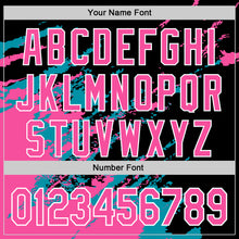 Load image into Gallery viewer, Custom Black Pink Teal-White Splash Art 3D Pattern Design Bomber Full-Snap Varsity Letterman Hoodie Jacket
