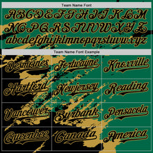 Загрузить изображение в средство просмотра галереи, Custom Kelly Green Black-Old Gold Splash Art 3D Pattern Design Bomber Full-Snap Varsity Letterman Hoodie Jacket
