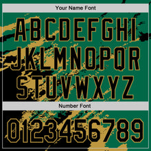 Загрузить изображение в средство просмотра галереи, Custom Kelly Green Black-Old Gold Splash Art 3D Pattern Design Bomber Full-Snap Varsity Letterman Hoodie Jacket
