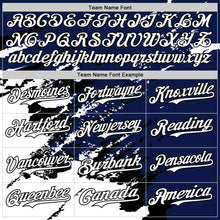 Загрузить изображение в средство просмотра галереи, Custom Royal White-Black Splash Art 3D Pattern Design Bomber Full-Snap Varsity Letterman Hoodie Jacket
