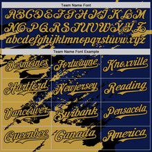 Загрузить изображение в средство просмотра галереи, Custom Royal Old Gold-Black Splash Art 3D Pattern Design Bomber Full-Snap Varsity Letterman Hoodie Jacket
