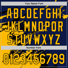 Load image into Gallery viewer, Custom Royal Gold-Black Splash Art 3D Pattern Design Bomber Full-Snap Varsity Letterman Hoodie Jacket
