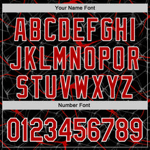 Загрузить изображение в средство просмотра галереи, Custom Black Red-White Abstract Network 3D Pattern Design Bomber Full-Snap Varsity Letterman Hoodie Jacket
